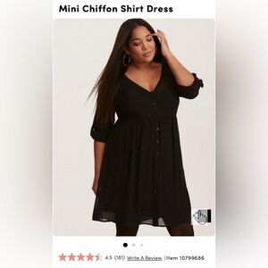 NWT Torrid Chiffon Short Sleeve Shirt Dress